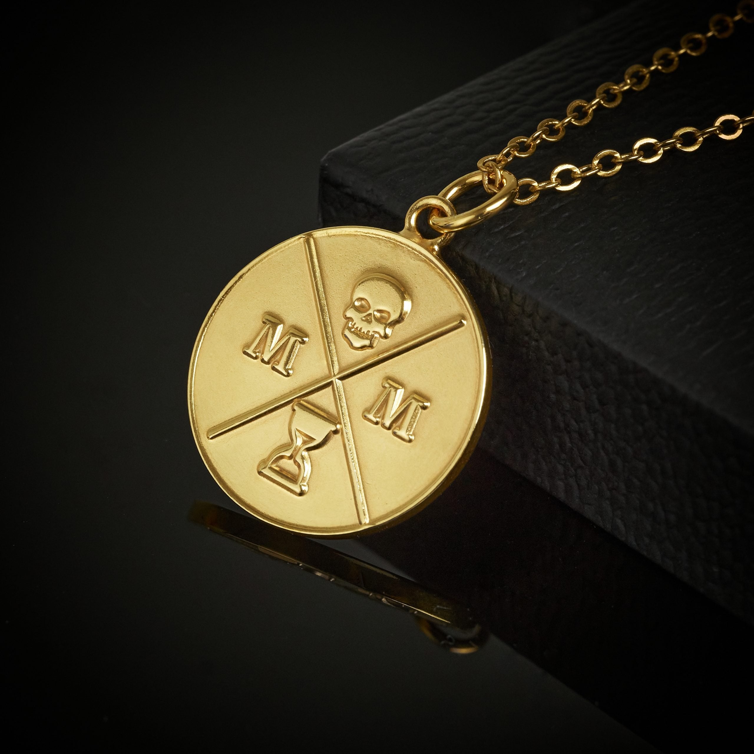 Memento Mori Logo Gold Pendant Necklace - Main Image