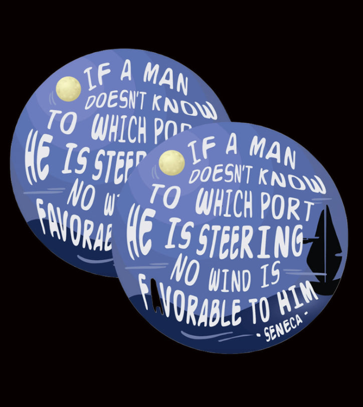 (5) No Wind Is Favorable Seneca Quote Poker Chip
