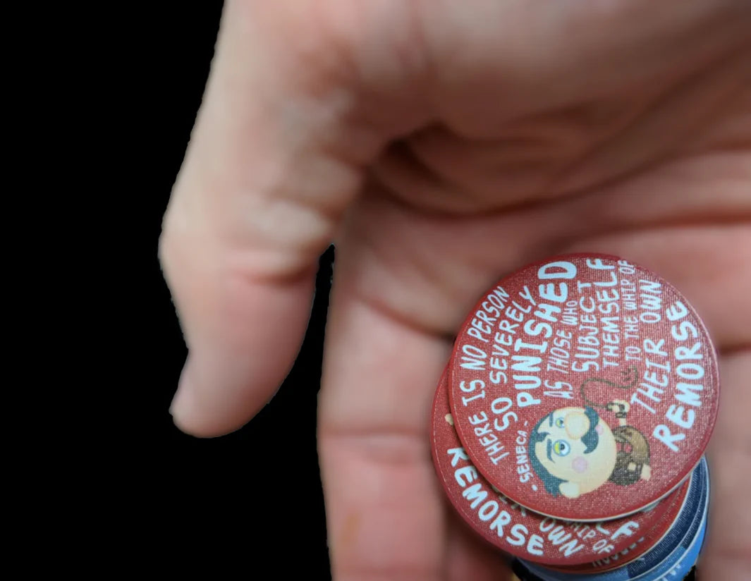 (5) Seneca quote on Remorse Poker Chips