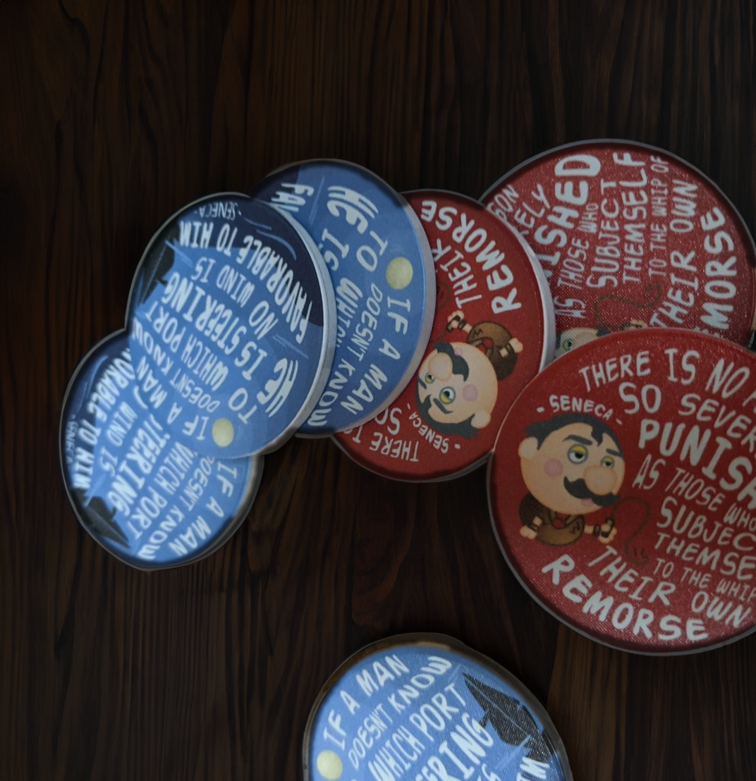 (5) Seneca quote on Remorse Poker Chips