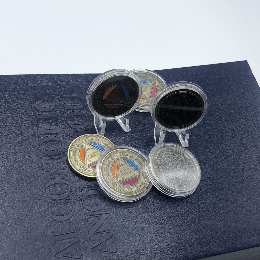 Colorful Roman Numeral AA Coin 1-60yrs Sobriety Chip