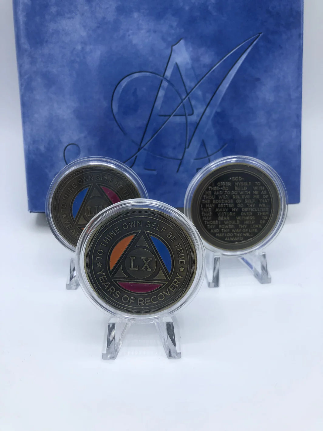 Colorful Roman Numeral AA Coin 1-60yrs Sobriety Chip