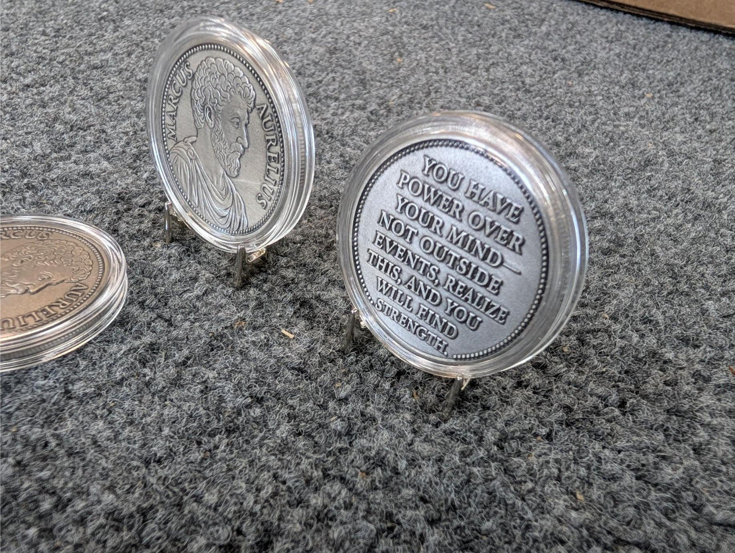 Marcus Aurelius Stoic Coin – “Power Over Your Mind” Inspirational Philosophy Coin | Stoicism Gift, Mindfulness Token, Motivational Desk Coin