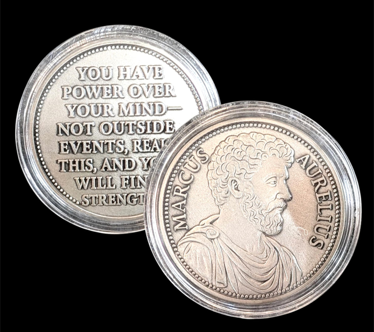 Marcus Aurelius Stoic Coin – “Power Over Your Mind” Inspirational Philosophy Coin | Stoicism Gift, Mindfulness Token, Motivational Desk Coin