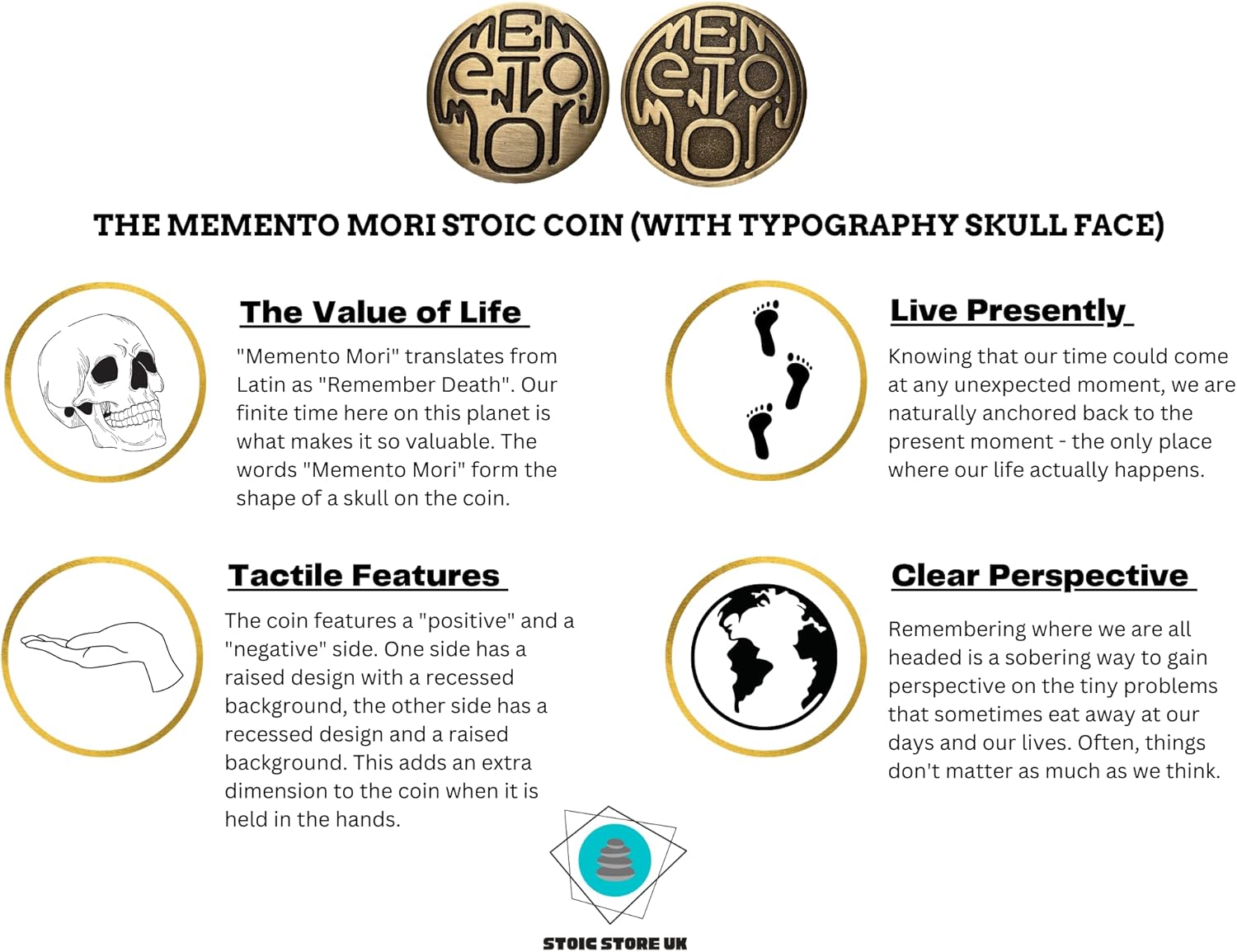 Memento Mori Coin – Hidden Skull Brass EDC Challenge Coin