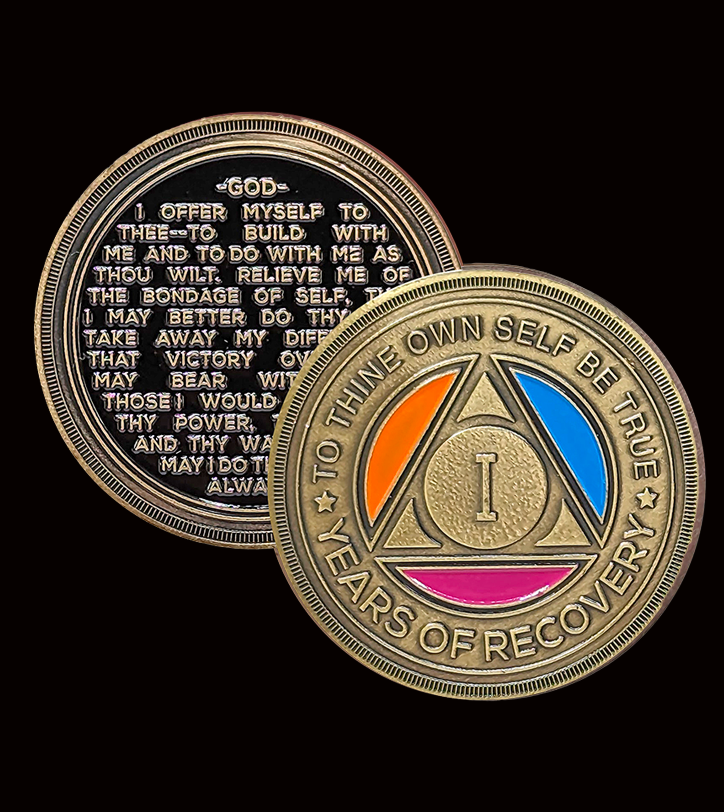 Basic Aa Coin Script Colorful Roman Numeral AA Coin 1-60yrs Sobriety Chip – The Stoic Store